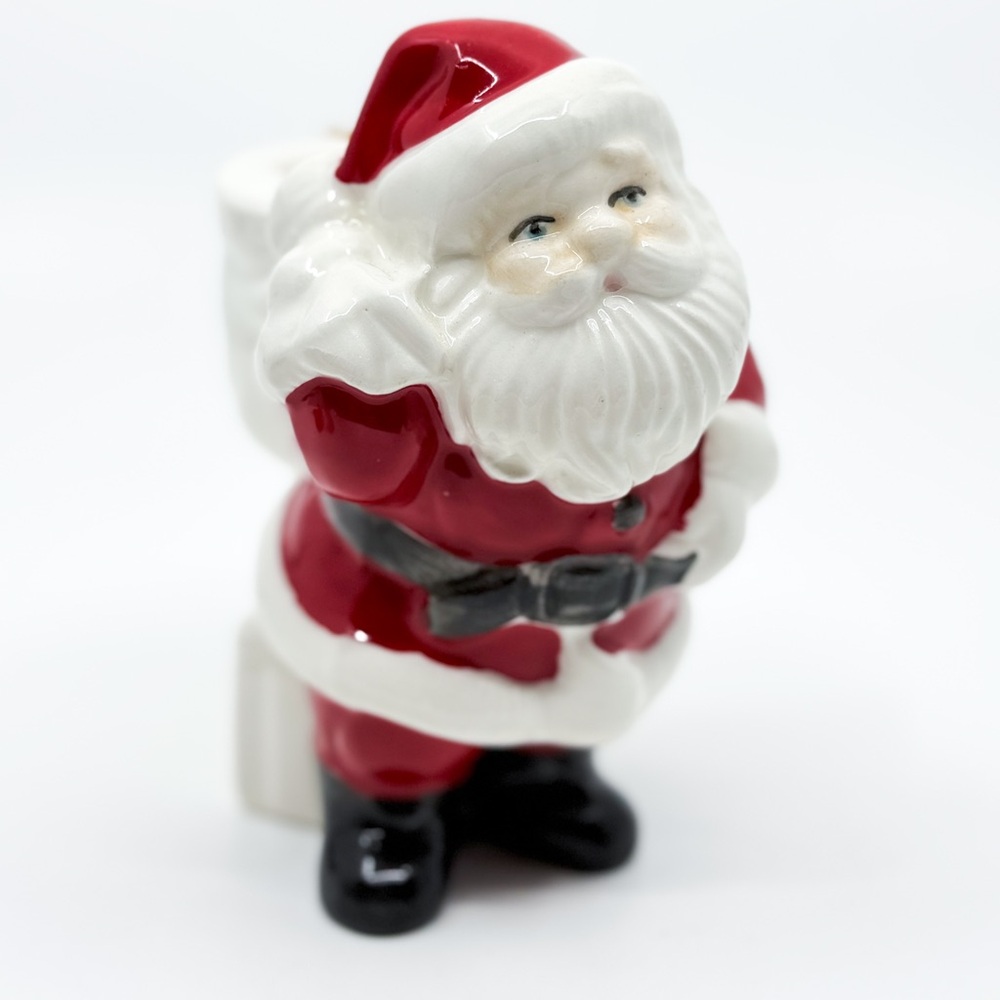 Vintage Ceramic Santa Claus Candle Holder Hand-Painted Classic Christmas Decor